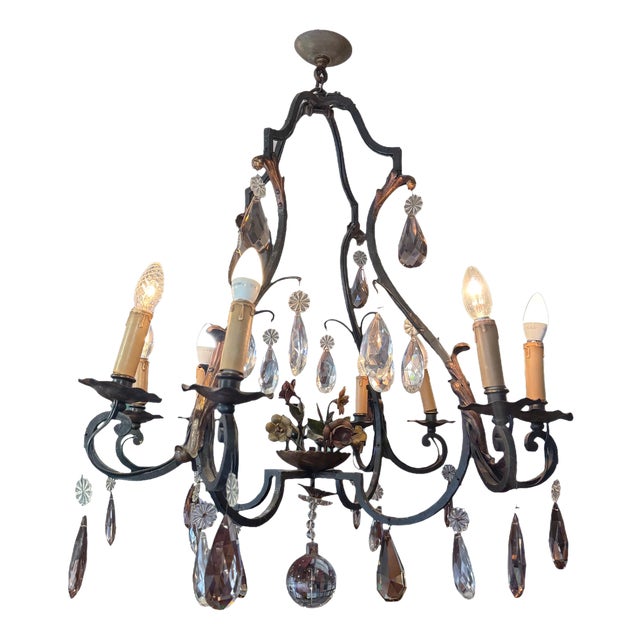 Louis XV Eight-Light Cage Chandelier with Floral Design For Sale