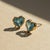 Geometric Heart Topaz Stud Earrings, Silver, Gold, Pair For Sale - Image 6 of 10