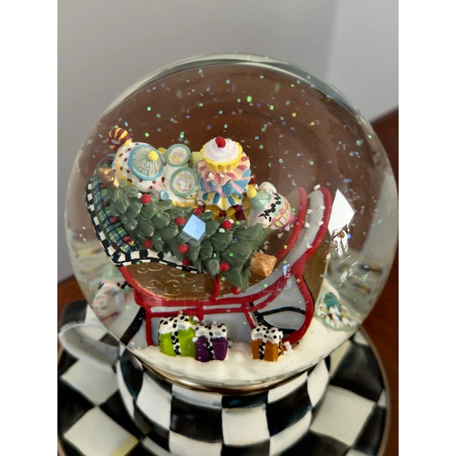 Traditional Mackenzie Childs Christmas Holiday Collectible Sleigh Snow Globe For Sale - Image 3 of 6