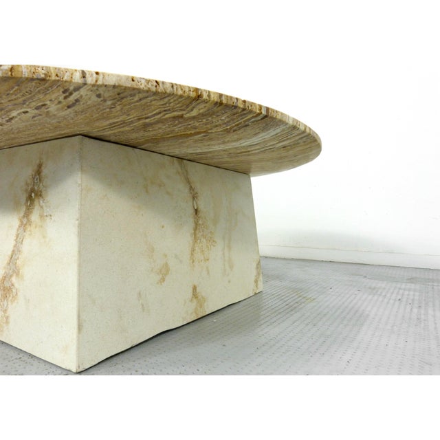 Italian Geometric Travertine Coffee Table, 1970s For Sale - Image 9 of 10