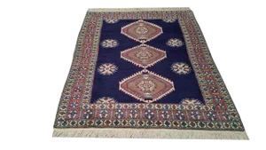 Vintage Persian Ardebil Hand Made Knotted Wool Rug - 4'6'' X 6'6'' - Size Cat. 4x6