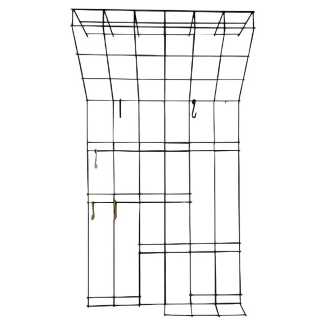 Vintage Black Painted Iron Wire Wall-Mounted Coat Rack with 5 Colored Hooks, 1970s For Sale