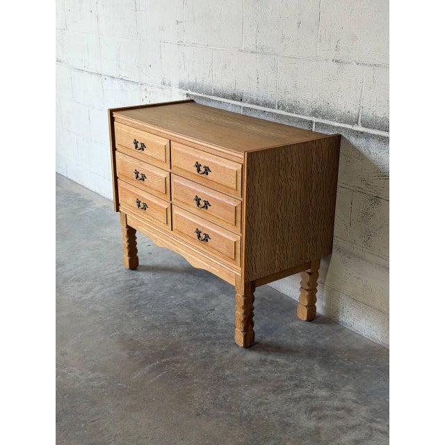 Mid-Century Modern In Style of Henning Kjærnulf Oak Dresser With 6 Drawers Danish Mid-Century Modern 1960s For Sale - Image 3 of 11