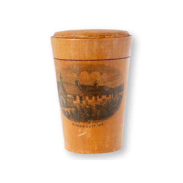 English Mauchline Ware Burns Cottage String Box For Sale - Image 3 of 5