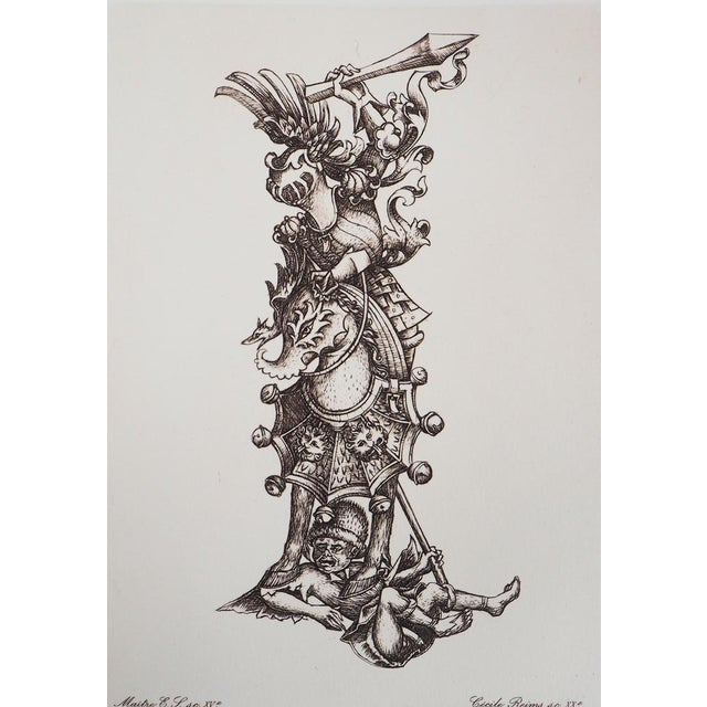 Cecile Reims, The Knight, Original Engraving For Sale - Image 3 of 8