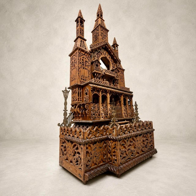 Large Architectural Fretwork Clock Case, 1890s For Sale - Image 4 of 12
