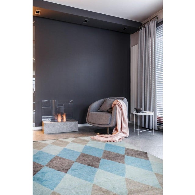 Ivory 5x8 Multicolor Hand-Knotted Wool Diamond Cascade Geometric Modern Carpet Rug For Sale - Image 8 of 8