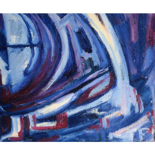 "Visions of the Metropolis #16" Harbor District Original Oil on Canvas 1996 by Travis Flack For Sale - Image 4 of 6