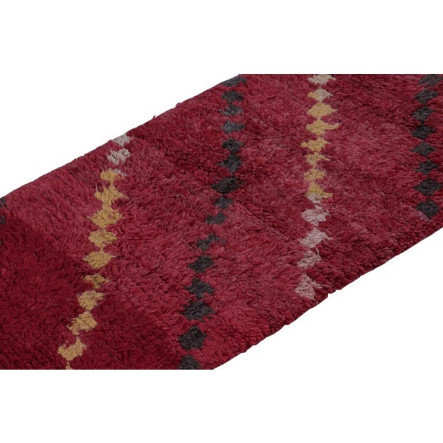 Rug & Kilim 1950s Azilal Moroccan Runner Rug in Red With Geometric Patterns by Rug & Kilim For Sale - Image 4 of 8