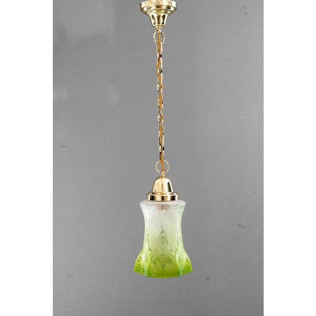 Art Nouveau Pendant with Green Glass Shade, Vienna, 1908 For Sale - Image 10 of 17