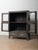 Rustic Late 20th Century Dark Wood Glass-Front Cabinet With Brass Hardware and Dual Lower Drawers For Sale - Image 3 of 6