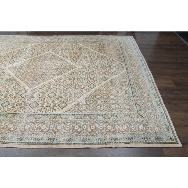1970s Vintage Persian Handmade Wool Beige Cotton Area Rug For Sale - Image 4 of 11