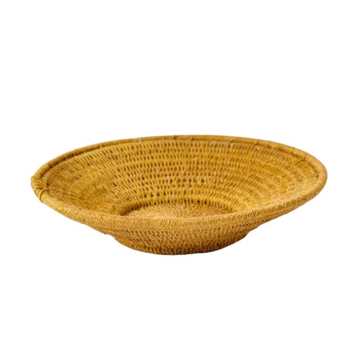 Early 20th Century Sisal Handwoven Ochre Basket Eswatini 6inch For Sale