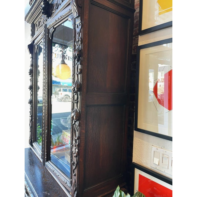 French Country Antique French Hand Carved Wood Cabinet/Buffet 1880s For Sale - Image 3 of 12