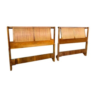 Vintage Drexel Parallel Pair of Twin Headboards Mid Century Modern Palm Beach For Sale