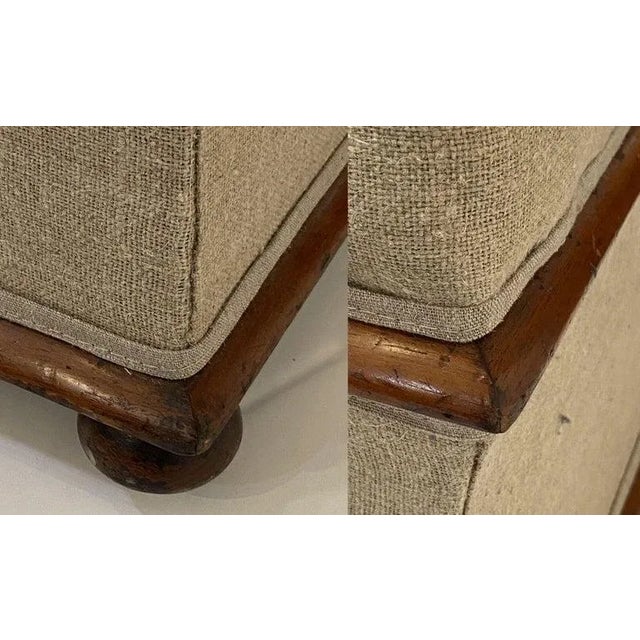 English Upholstered Trunk or Pouffe Ottoman Seat on Casters For Sale - Image 9 of 13
