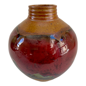 Vintage Stoneware Multi-Tone Pottery Vase