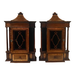 Century 1900 English Edwardian Period Hanging Cabinets - a Pair For Sale
