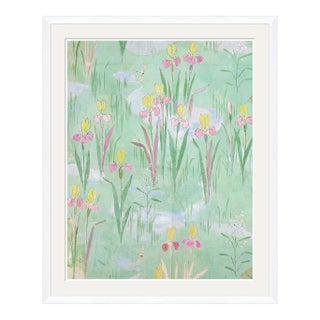 Fleurs Vertes I Art Print in White Frame by Paule Marrot For Sale