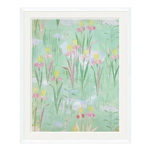 Fleurs Vertes I Art Print in White Frame by Paule Marrot
