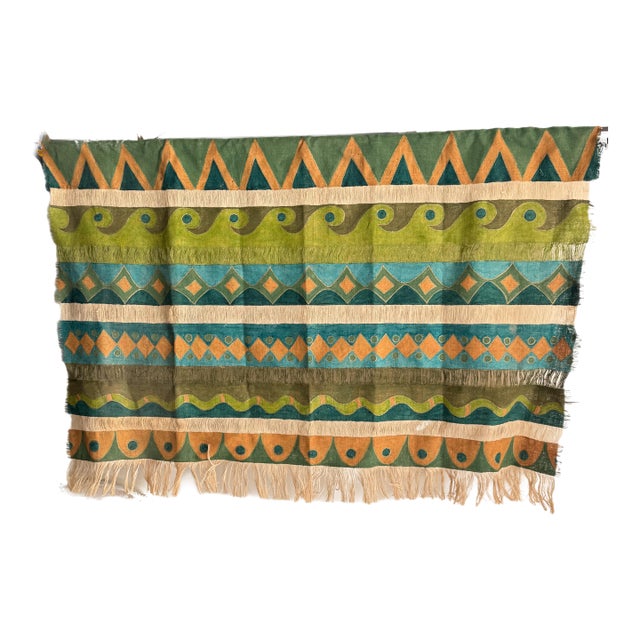 1970s Modernist Boho Textile Panel With Geometric Tribal Motifs For Sale