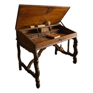 Refectory Style Writing Desk with Opening Top, 18th Century For Sale