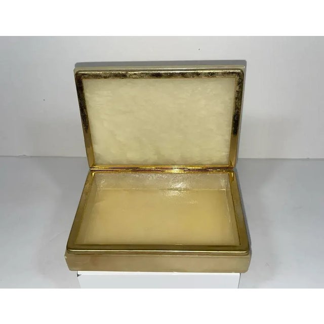 Mid-Century Modern Vintage Mid-Century Italian Onyx & 24k Gold-Plated Brass Box by g.s.e., Signed “Oro k.24” For Sale - Image 3 of 9