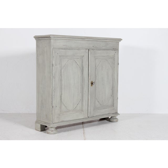 Antique Danish Baroque Storage Cabinet with Light Grey Paint, 1900s For Sale - Image 4 of 13