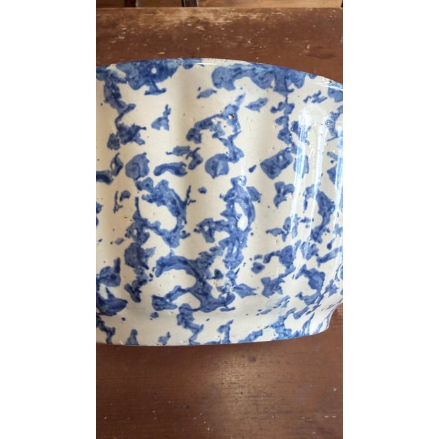 Antique American Blue & White Spongeware Bowl, Circa 1890–1900 For Sale - Image 11 of 14