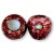 Pair of Italian Murano glass votive holders. White glass encased in cranberry and gold. Original sticker on side.