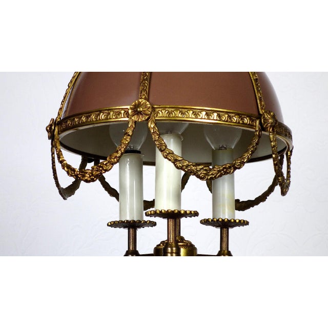 Vintage French Bouilette Brass and Metal Shade Chandelier, 1940s For Sale - Image 14 of 15