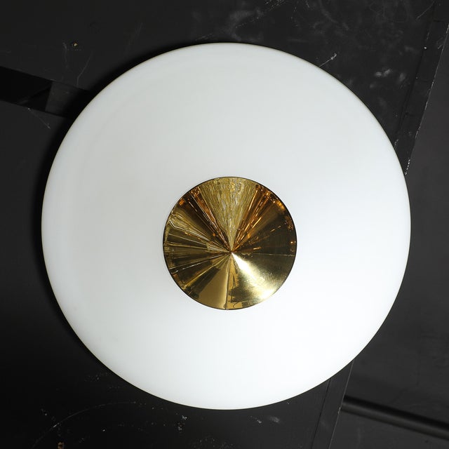 Mid-Century Frosted Glass Conical Flush-Mounts W/ Brass Fittings by Limburg For Sale - Image 13 of 14