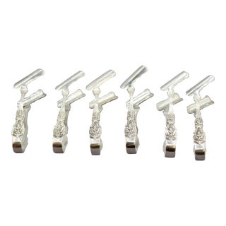 Circa 1980 Set of 6 Francis I Sterling Silver Individual Asparagus Tongs by Reed & Barton For Sale