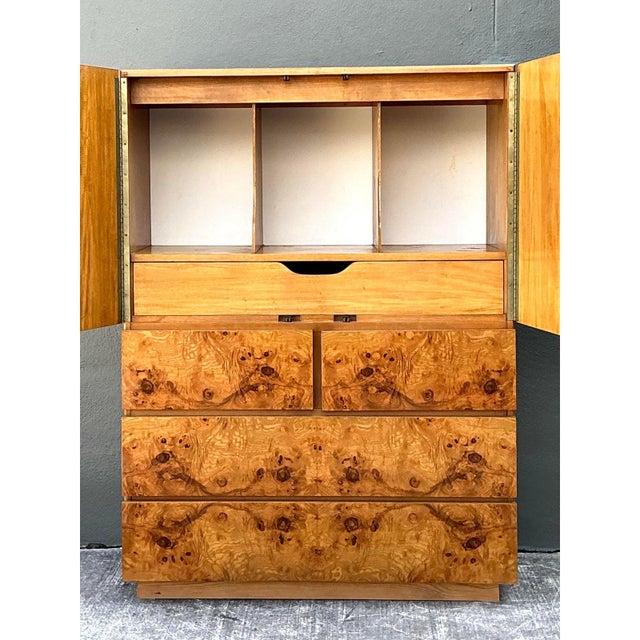 Brown Vintage Lane Altavista Burl Wood Armoire For Sale - Image 8 of 10