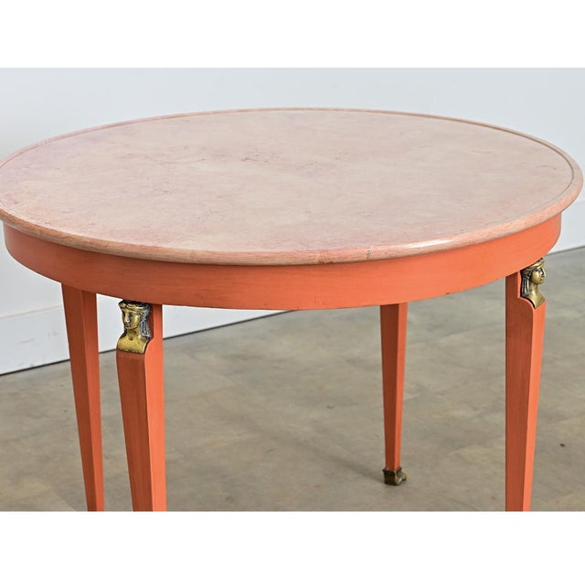 Mid 20th Century French Empire Style Marble Top Painted Center Table For Sale - Image 4 of 11