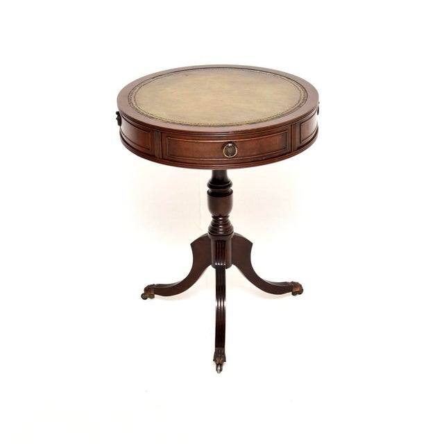 Antique Regency Style Leather Top Drum Table, 1950 For Sale - Image 10 of 10