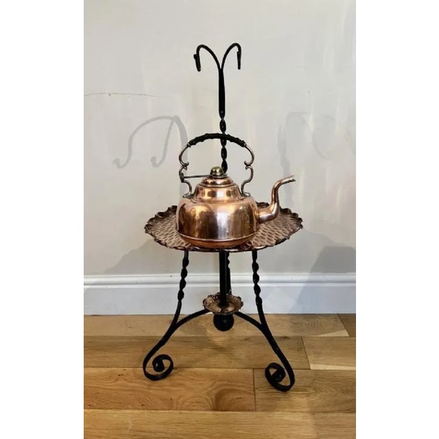 Black Art and Crafts Copper Hanging Kettle, 1890s, Set of 2 For Sale - Image 8 of 9