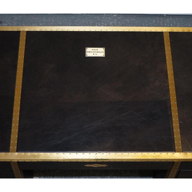 Cumberland Collection Desk in Aged Leather with Red Velvet Lining from Timothy Oulton For Sale - Image 9 of 18