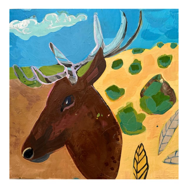 "Wapiti's Day Off" a Bull Elk Painting by LWren Walraven For Sale