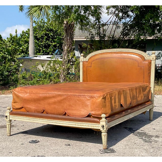 Vintage Regency Embossed Leather Daybed Chairish