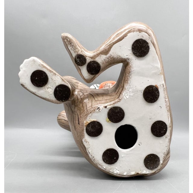 Brown Vintage Ceramic Monkey With Bok Choy Bowl & Floral Vest — Chinoiserie / Hollywood Regency / Whimsical For Sale - Image 8 of 11