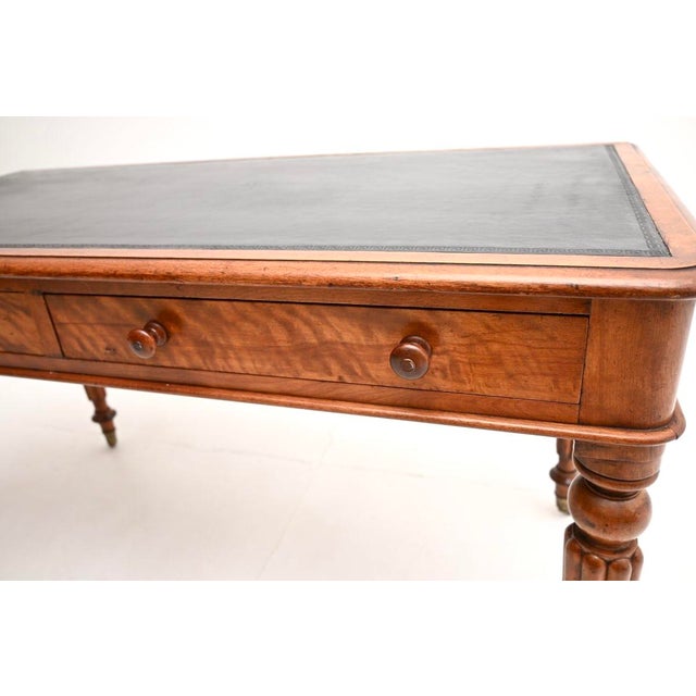 Black Antique Victorian Satin Wood Writing Table by Maple and Co, 1840 For Sale - Image 8 of 11