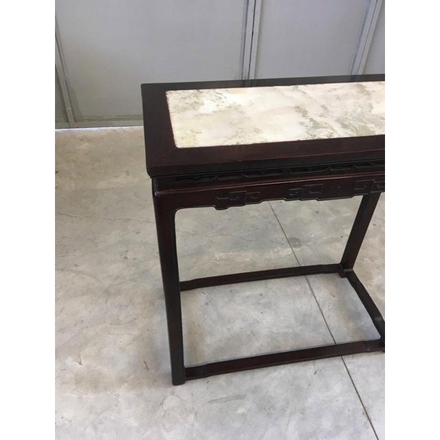 Early 20th Century Chinese Export Elmwood Console with Carrara Marble, 1950 For Sale - Image 15 of 18
