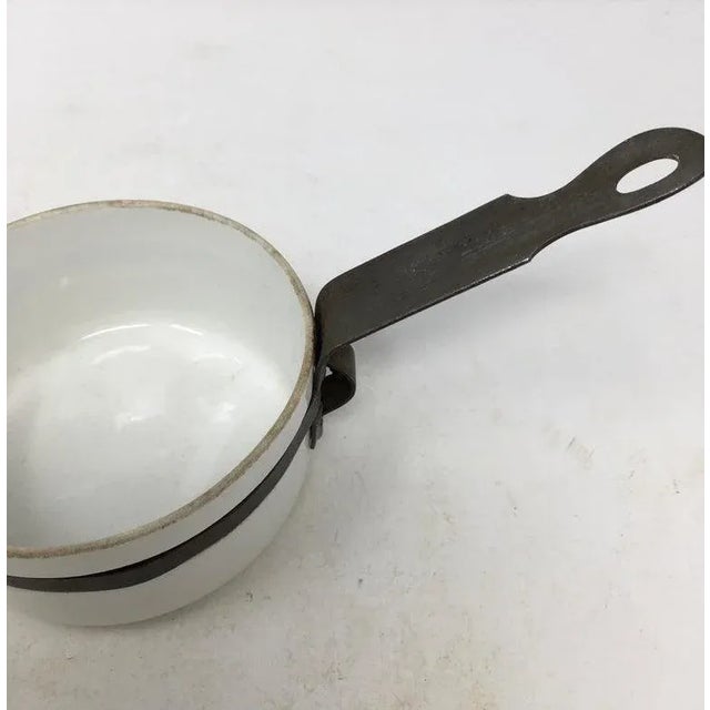 French Small Porcelain and Metal Sauce Pan For Sale - Image 3 of 9