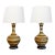 Pair 1960s Nova of California Hand-Thrown Ceramic Lamps With Earth-Tone Stripes For Sale