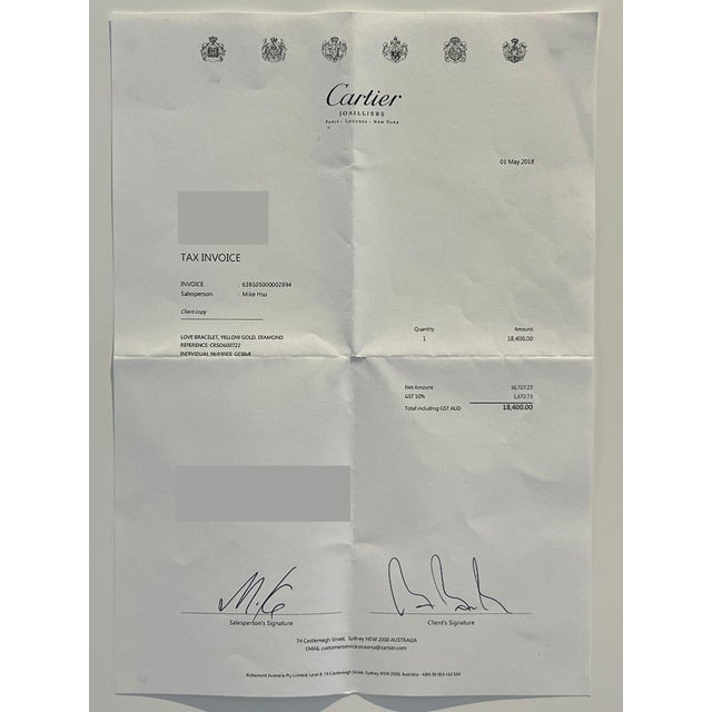 Cartier 18ct Yellow Gold Love Diamond Bracelet Classic Model 0.42ct For Sale - Image 11 of 12