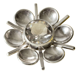 Silver and Rock Crystal Brooch from Victor Jansson, 1960s