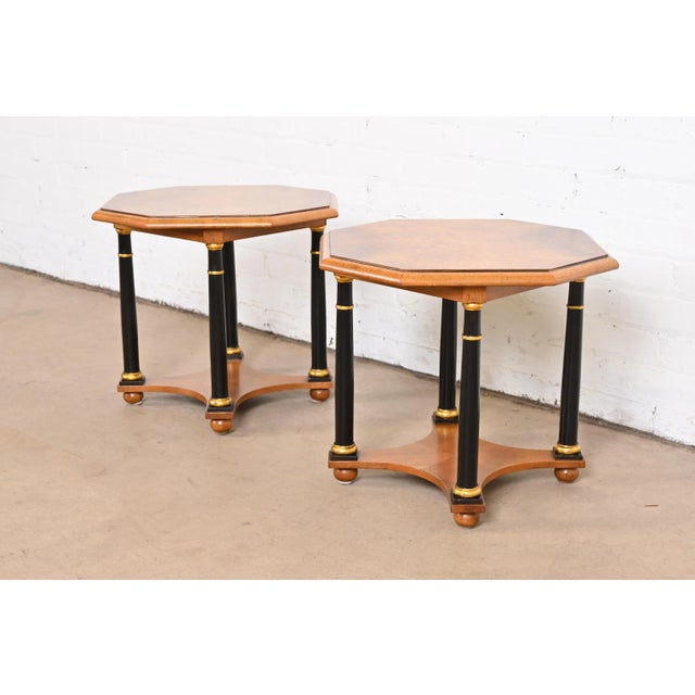 An exceptional pair of Neoclassical or Empire style tea tables or occasional side tables By Baker Furniture USA, Circa...