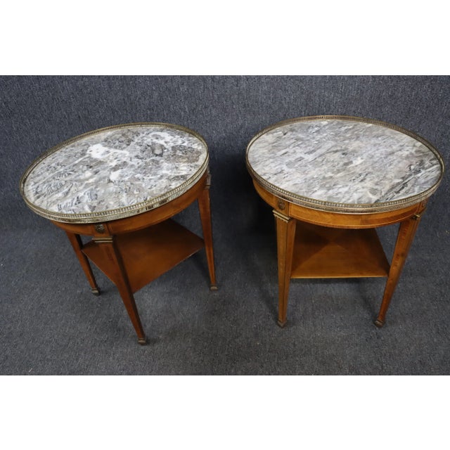 French Louis XVI Style Inlaid Marble Guerdon Tables - a Pair For Sale - Image 3 of 12