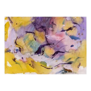 Purple and Yellow Abstract Watercolor by Les Anderson